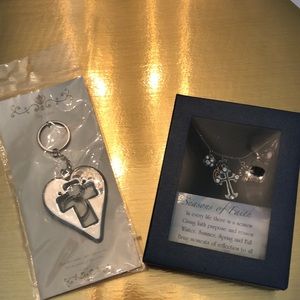 Cross Necklace Earrings and Keychain